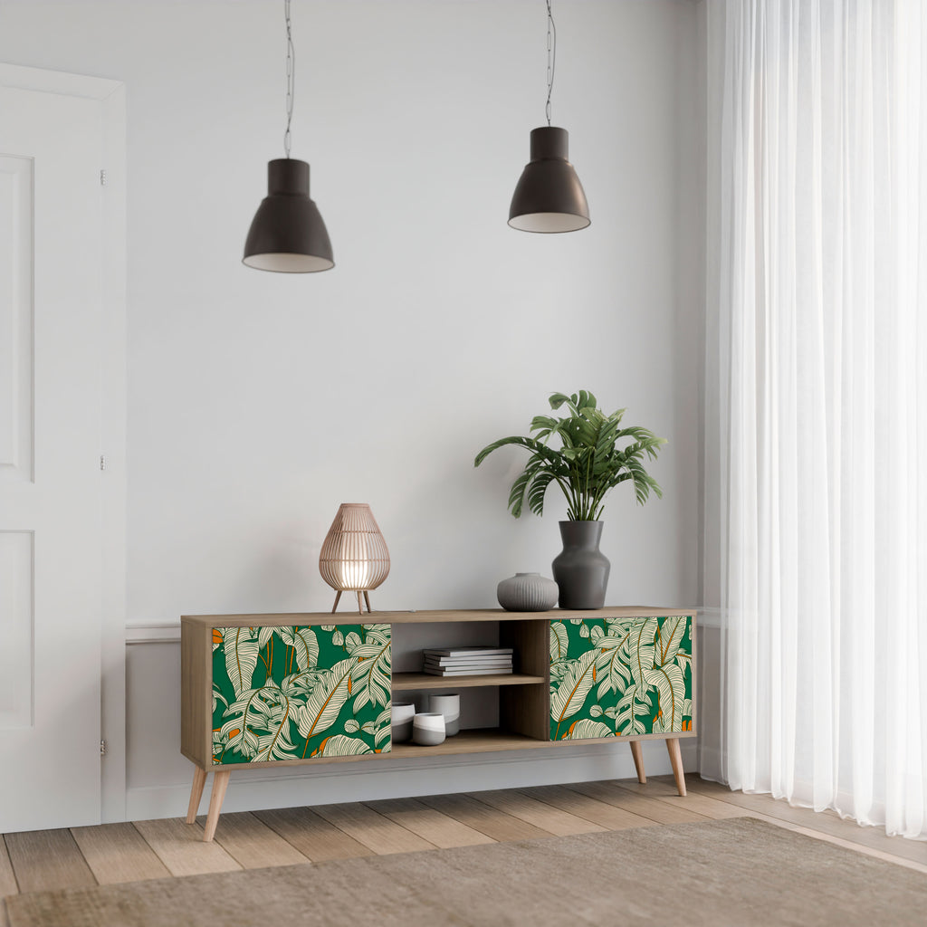 Mueble de TV de 2 puertas VERDANT PLEASURES con efecto roble