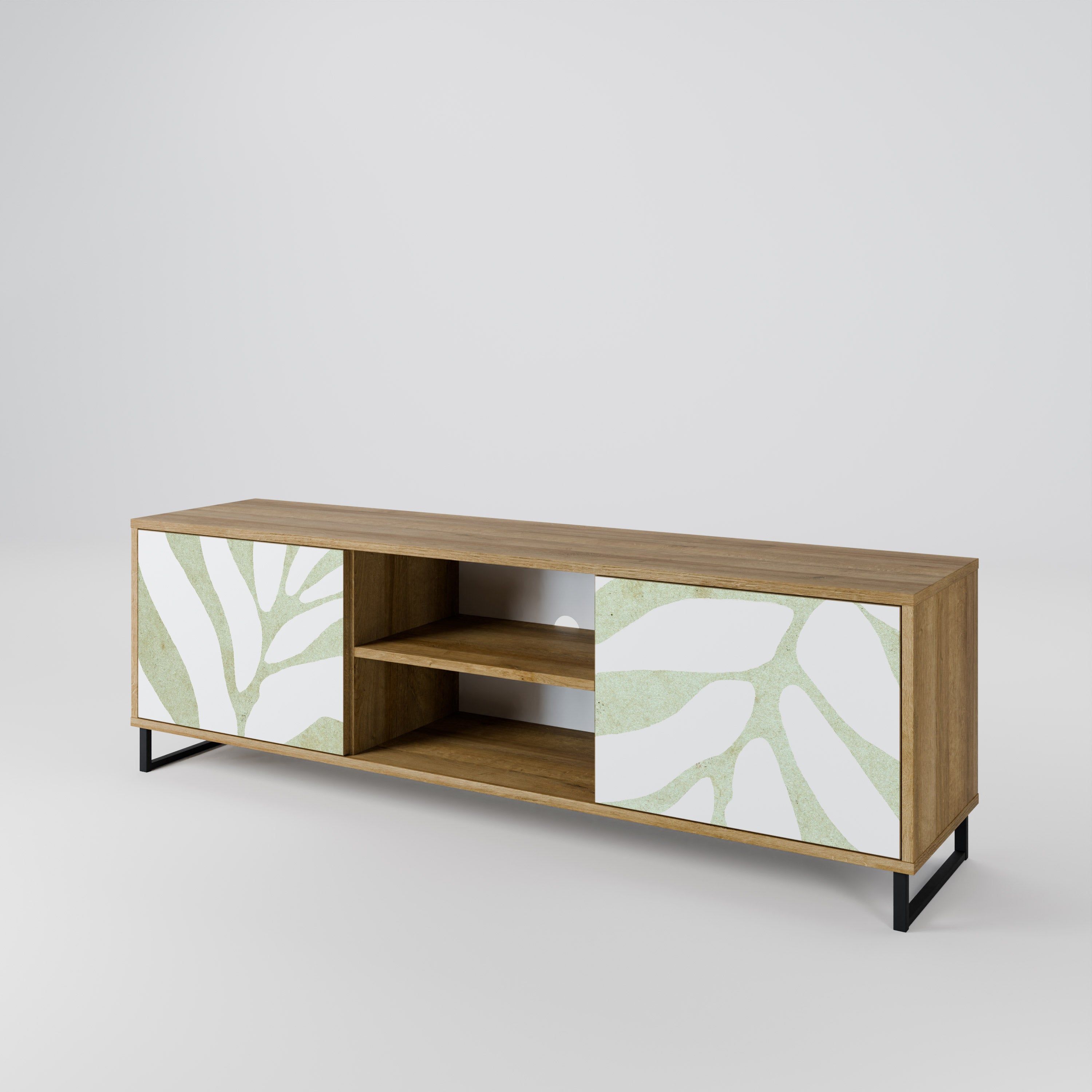 Mueble de TV de 2 puertas BOTANICAL SPARK con efecto roble