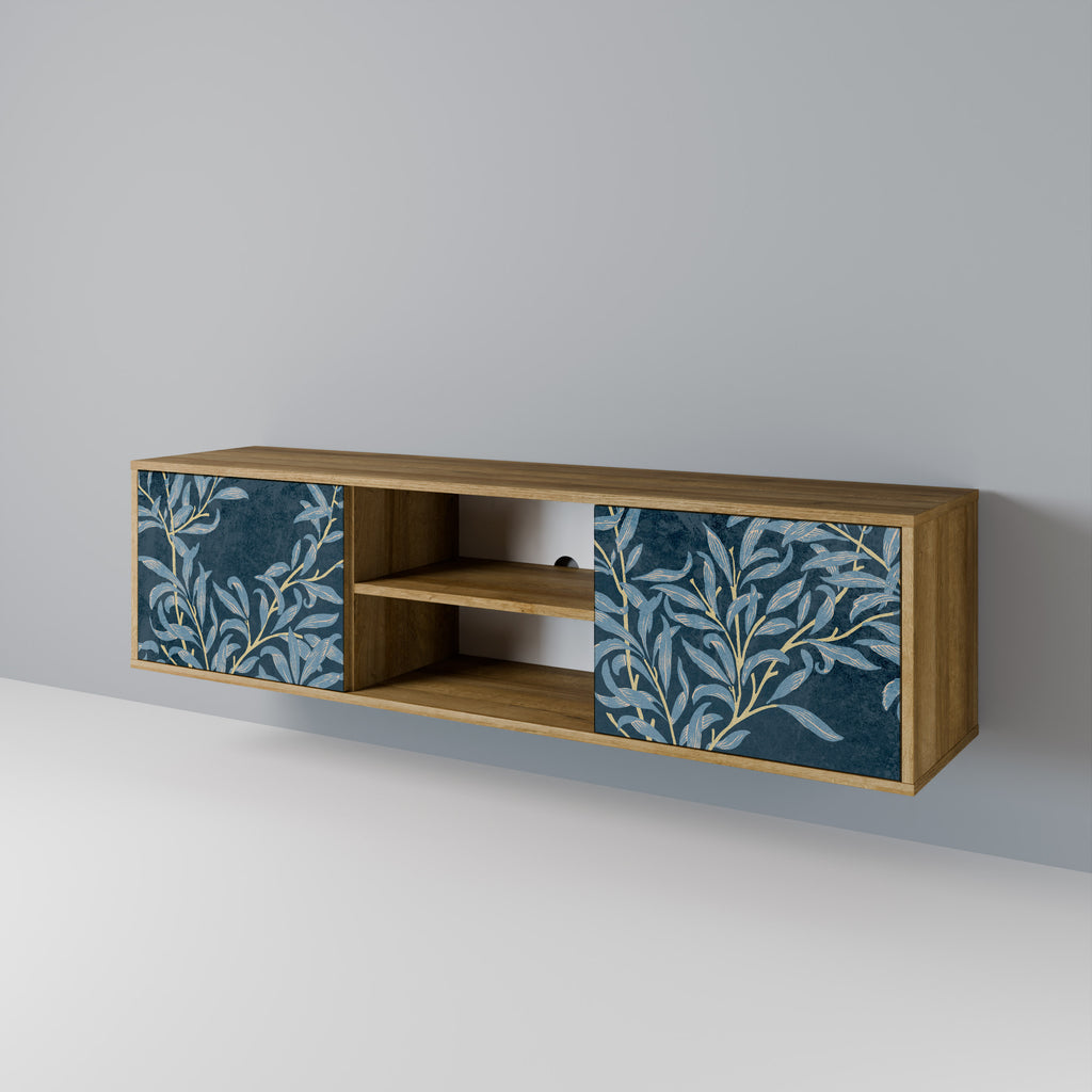 Mueble de TV de 2 puertas BLUE LEAVES con efecto roble