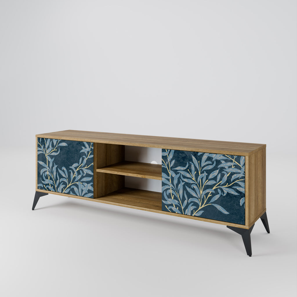 Mueble de TV de 2 puertas BLUE LEAVES con efecto roble