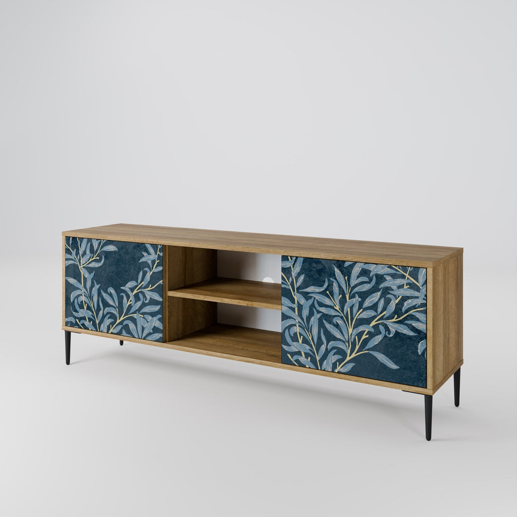 Mueble de TV de 2 puertas BLUE LEAVES con efecto roble