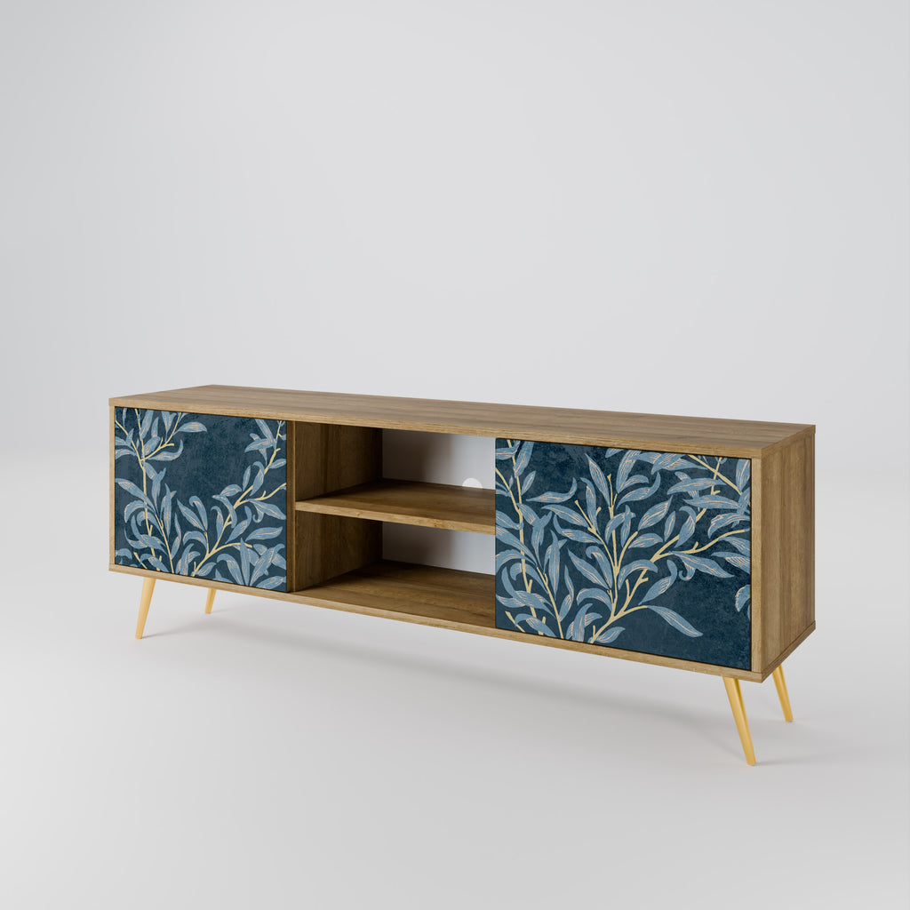 Mueble de TV de 2 puertas BLUE LEAVES con efecto roble