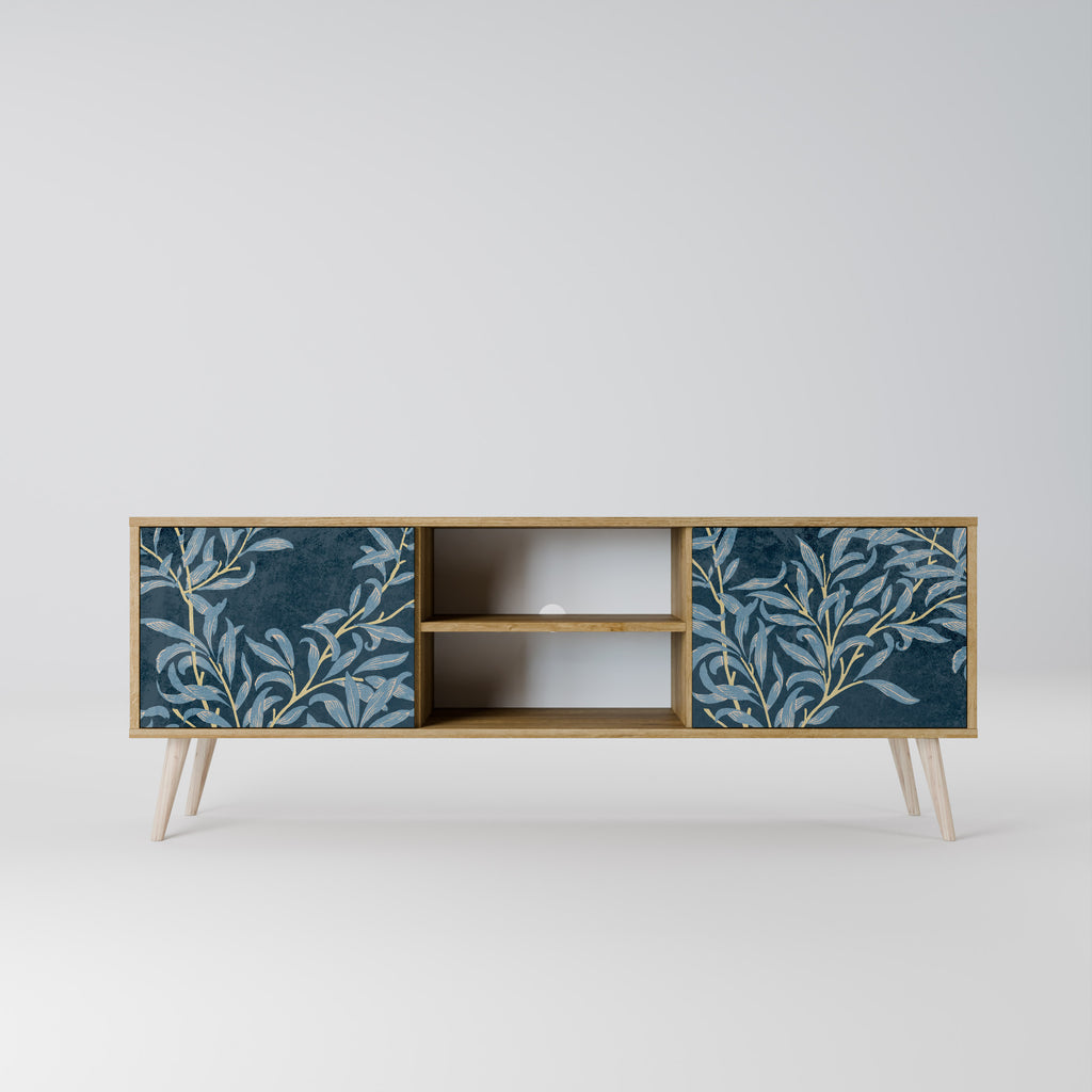 Mueble de TV de 2 puertas BLUE LEAVES con efecto roble