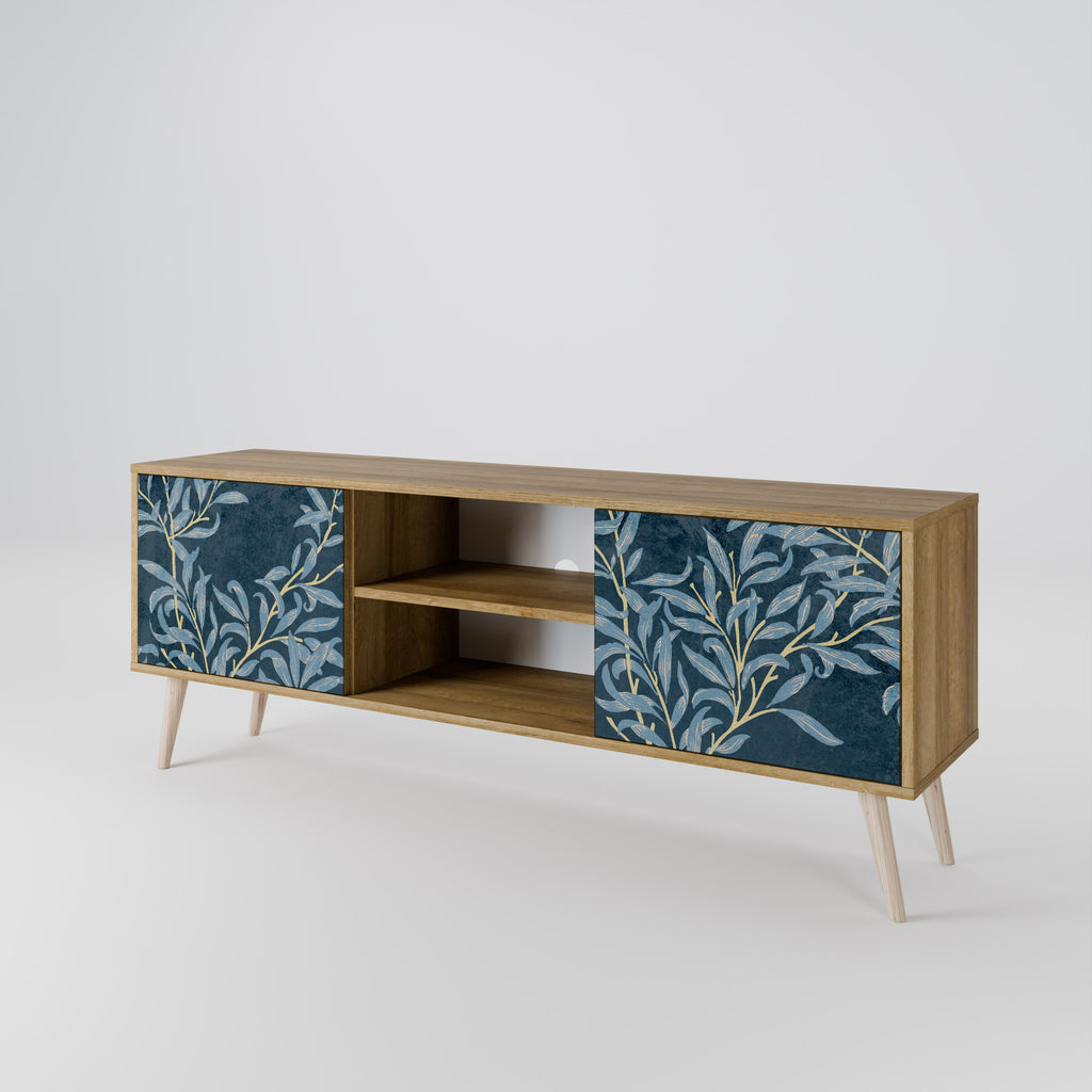 Mueble de TV de 2 puertas BLUE LEAVES con efecto roble