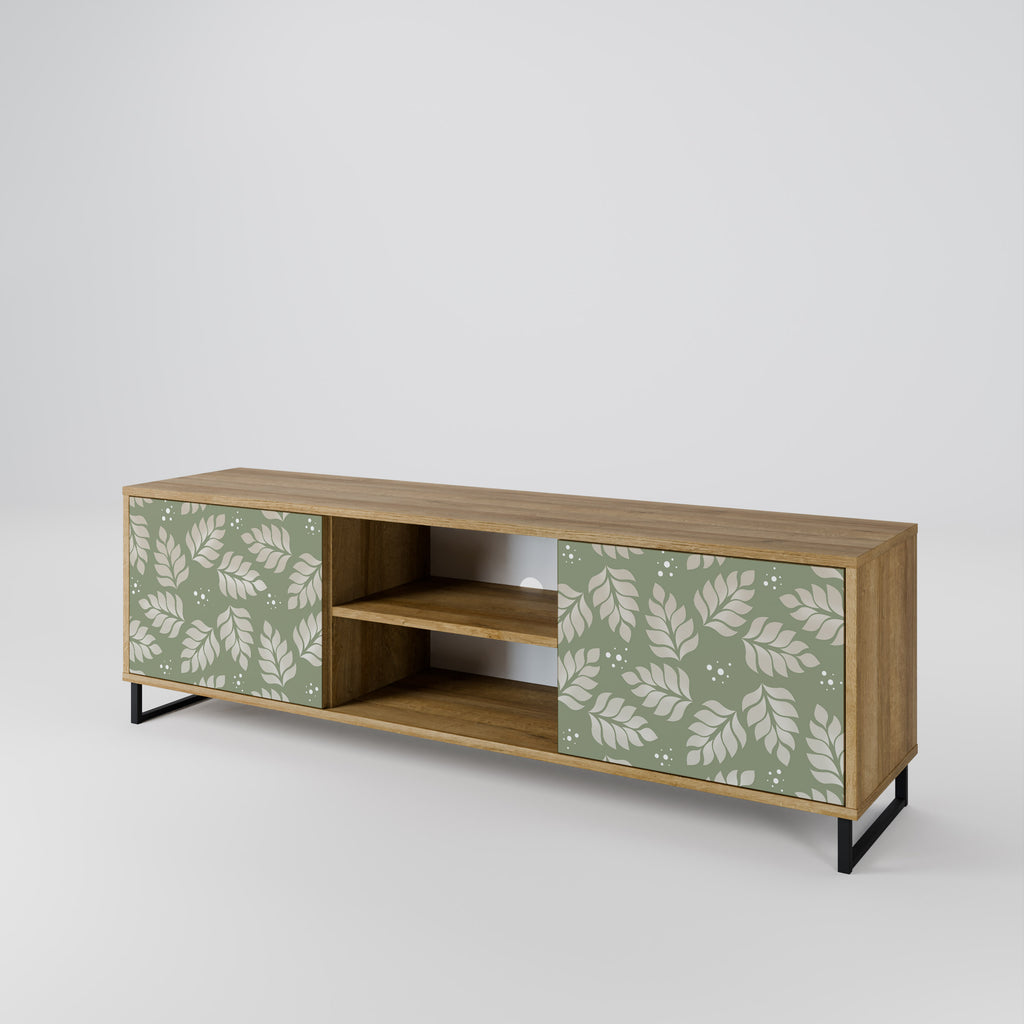 Mueble de TV de 2 puertas LEAVES ON GREEN con efecto roble
