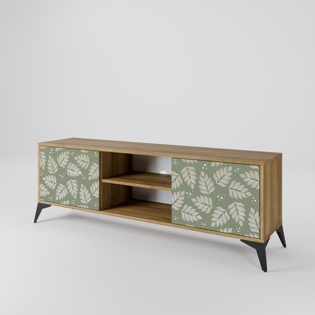 Mueble de TV de 2 puertas LEAVES ON GREEN con efecto roble