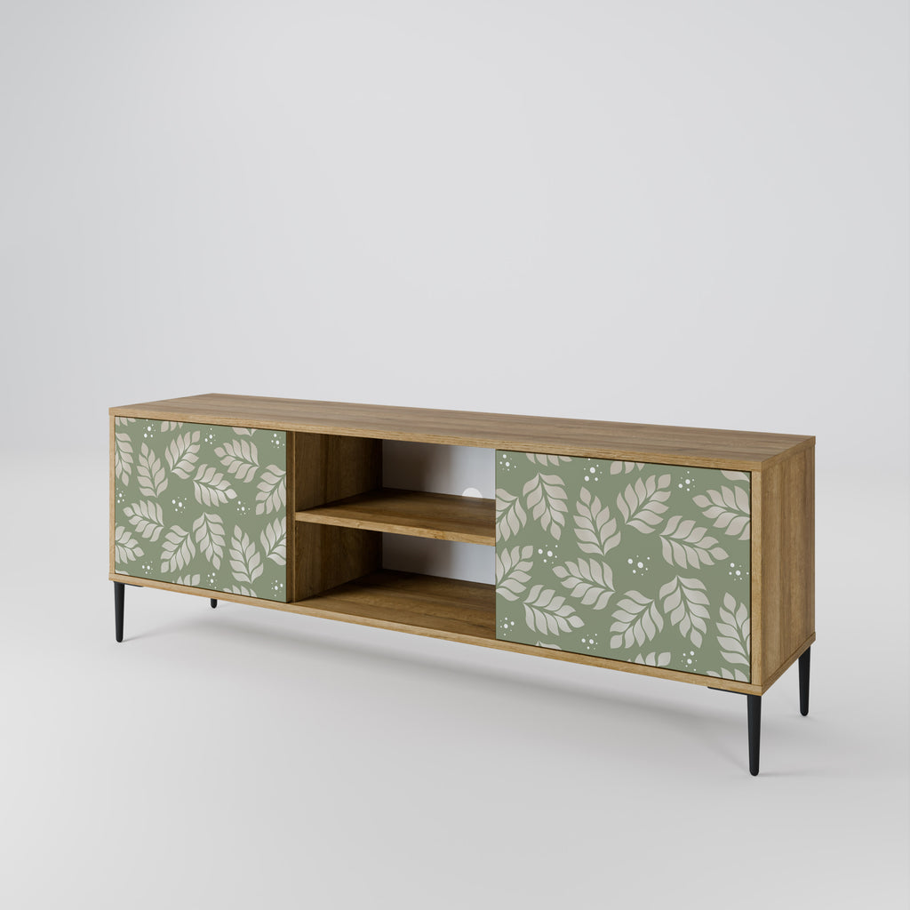 Mueble de TV de 2 puertas LEAVES ON GREEN con efecto roble