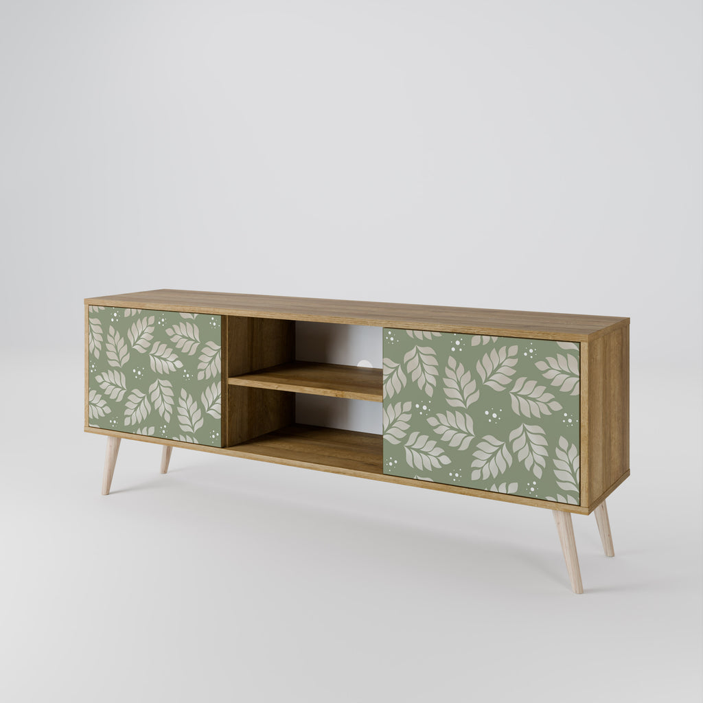 Mueble de TV de 2 puertas LEAVES ON GREEN con efecto roble