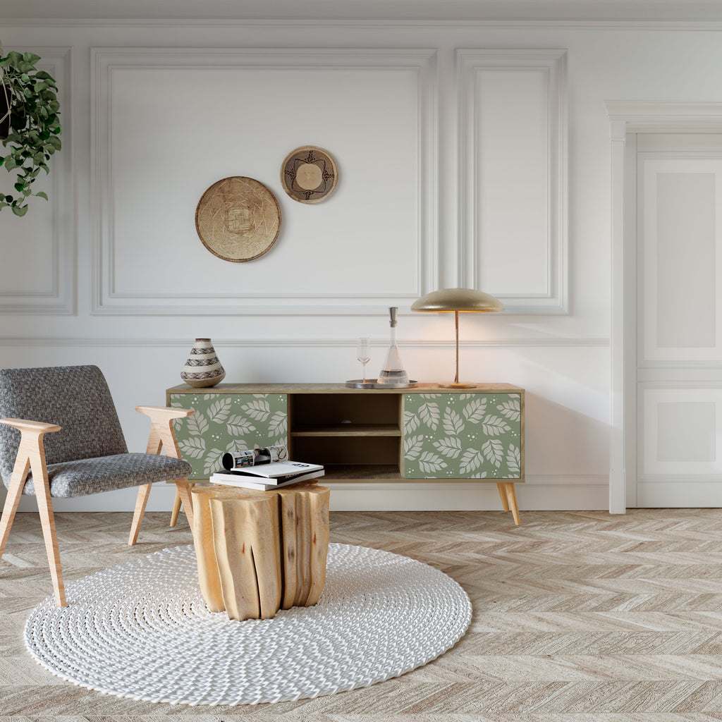 Mueble de TV de 2 puertas LEAVES ON GREEN con efecto roble