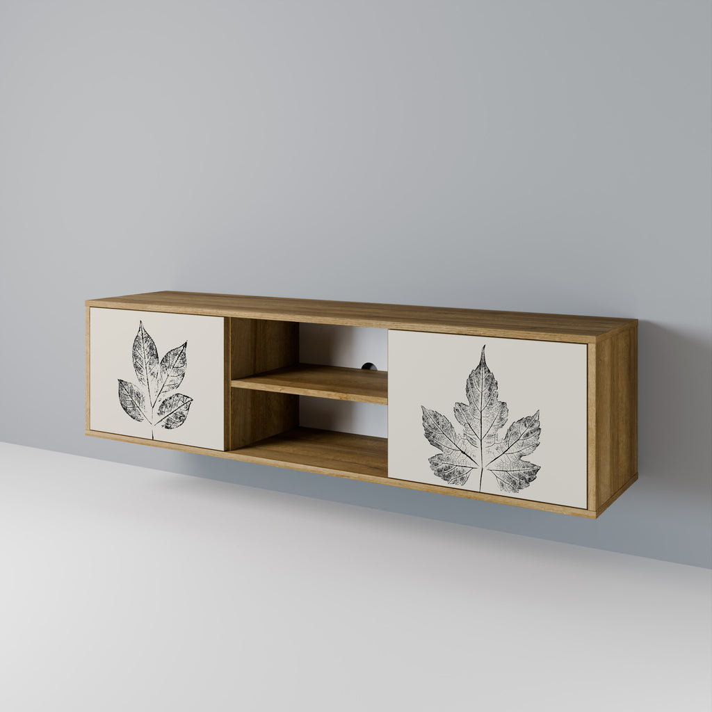 Mueble de TV de 2 puertas con efecto roble LEAFY STAMPS