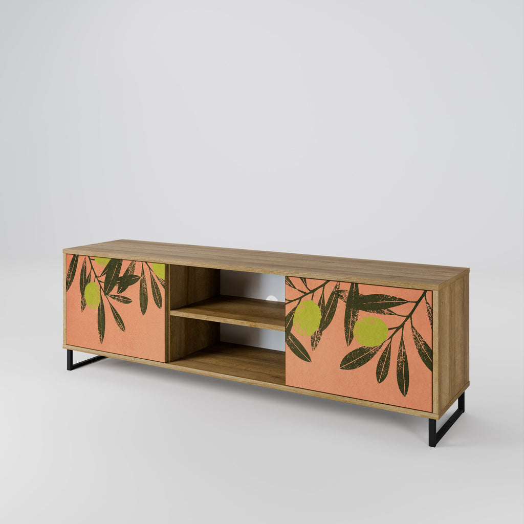 Mueble de TV de 2 puertas JUICY OLIVES con efecto roble