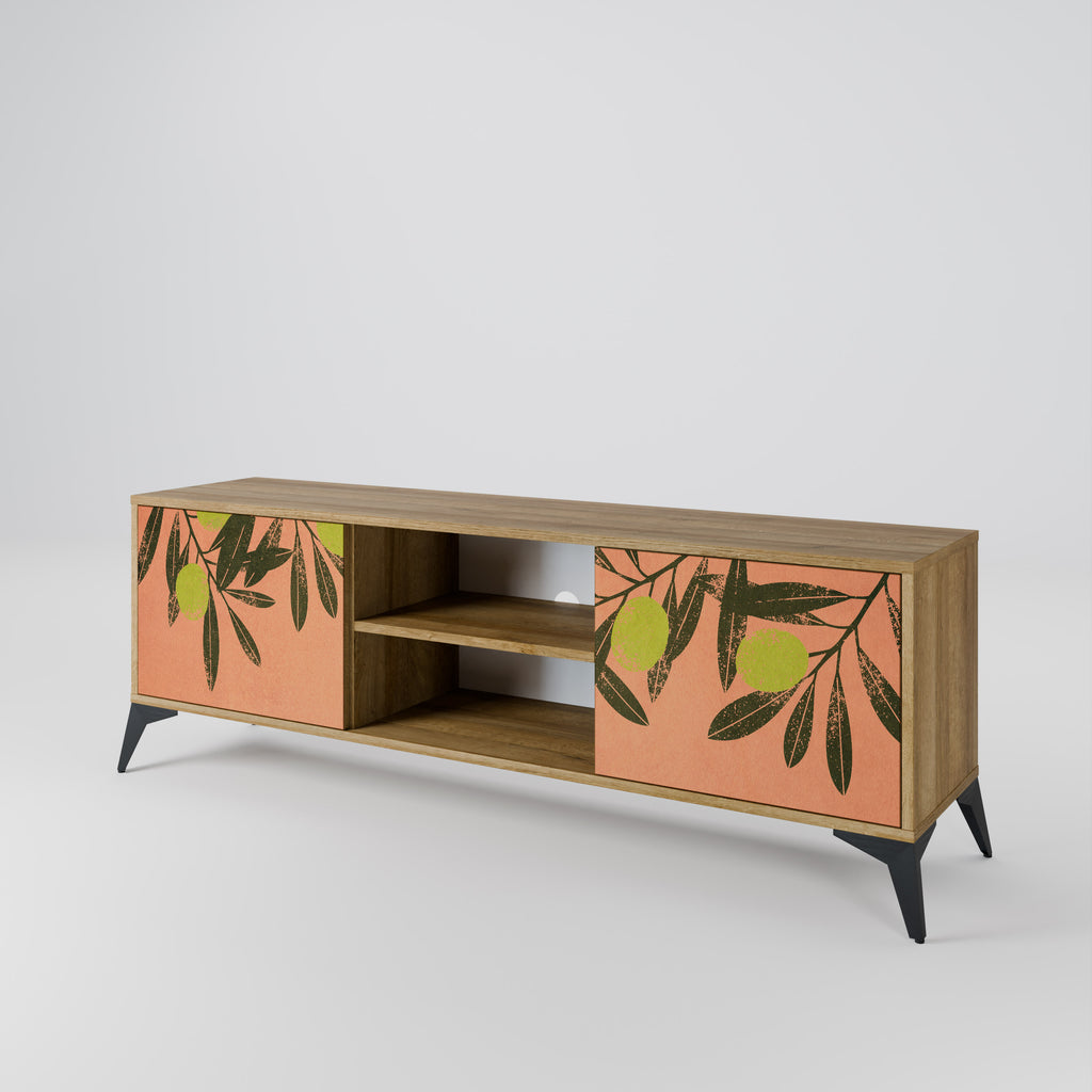 Mueble de TV de 2 puertas JUICY OLIVES con efecto roble