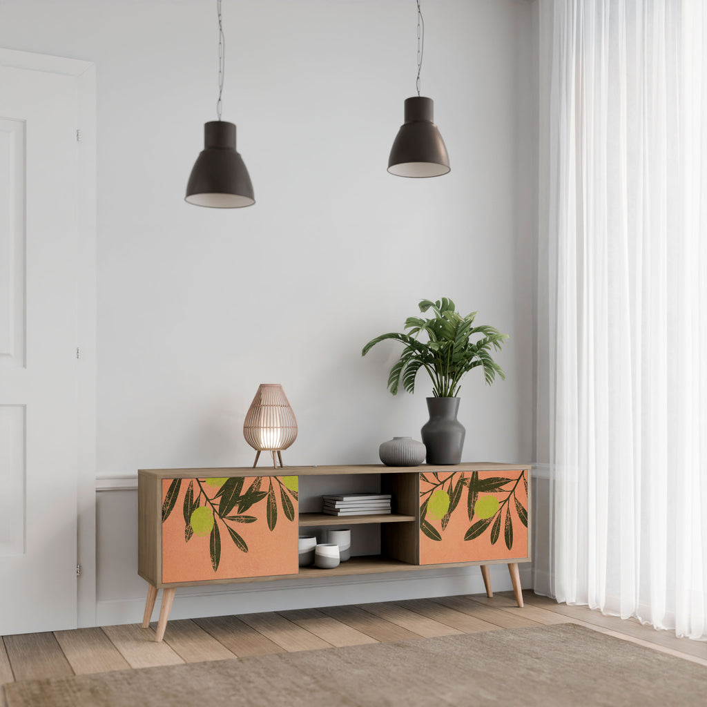 Mueble de TV de 2 puertas JUICY OLIVES con efecto roble