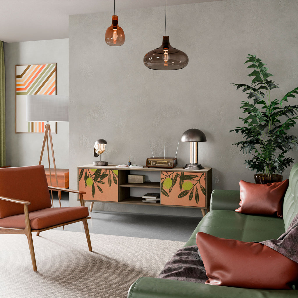 Mueble de TV de 2 puertas JUICY OLIVES con efecto roble