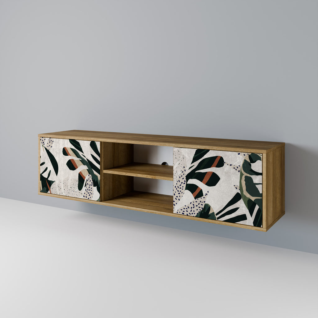 Mueble de TV de 2 puertas VERDURE FORMATION con efecto roble