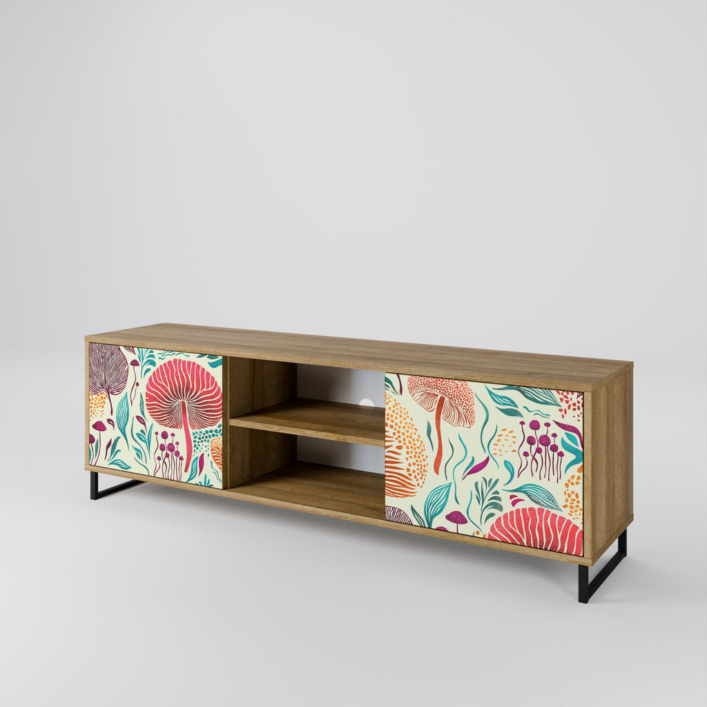 Mueble de TV FUNGUS FANTASY de 2 puertas con efecto roble