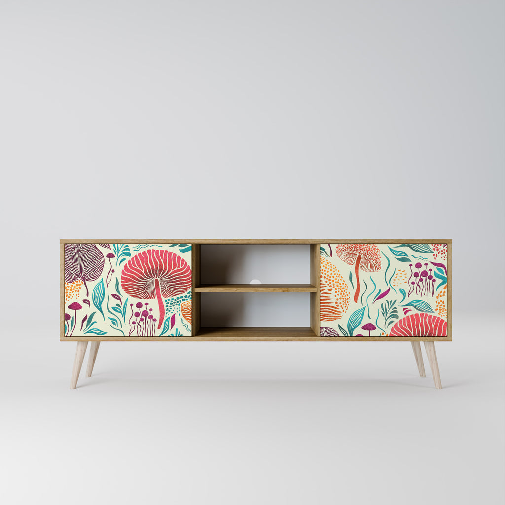 Mueble de TV FUNGUS FANTASY de 2 puertas con efecto roble