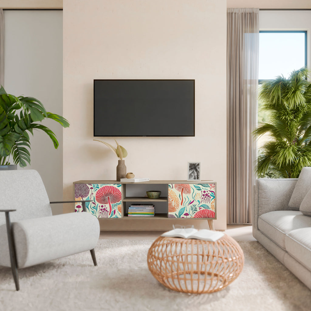 Mueble de TV FUNGUS FANTASY de 2 puertas con efecto roble