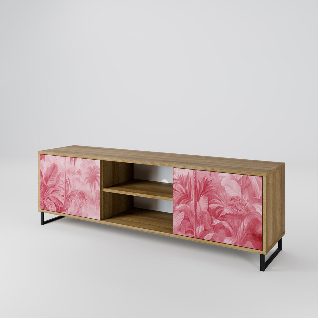 Mueble de TV SWEET TROPICS de 2 puertas con efecto roble