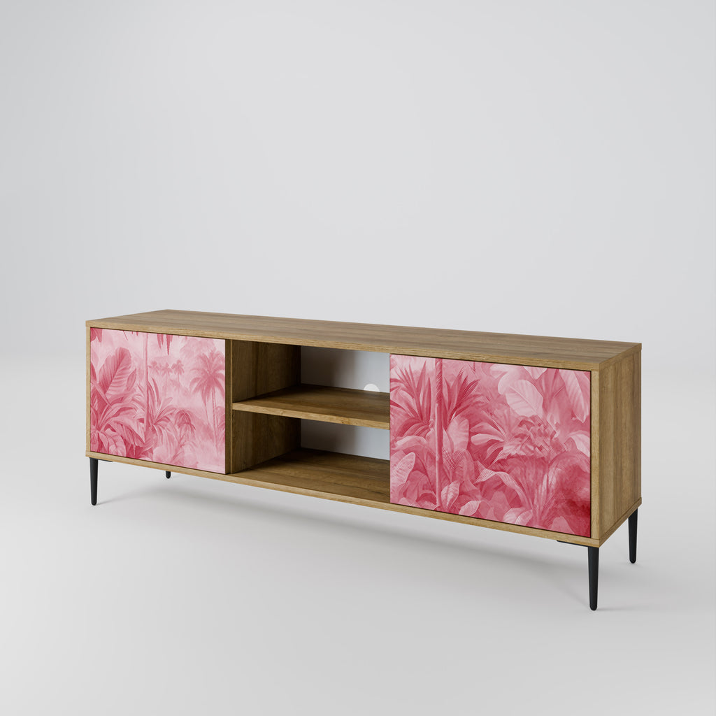 Mueble de TV SWEET TROPICS de 2 puertas con efecto roble
