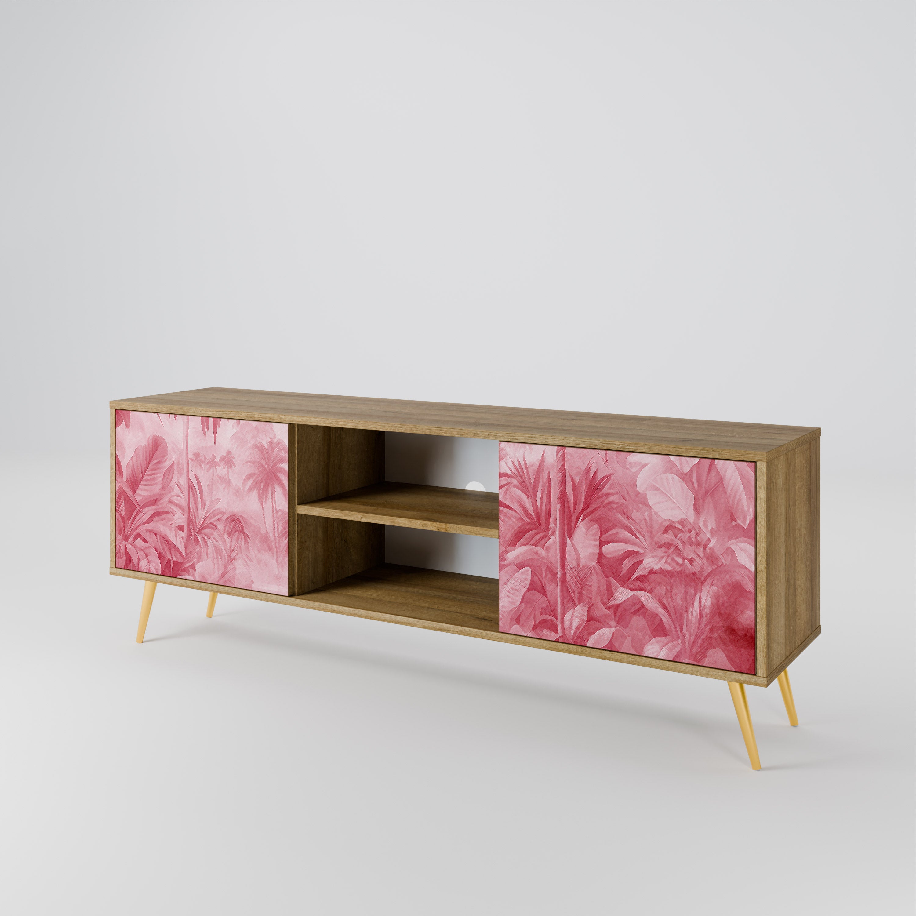 Mueble de TV SWEET TROPICS de 2 puertas con efecto roble
