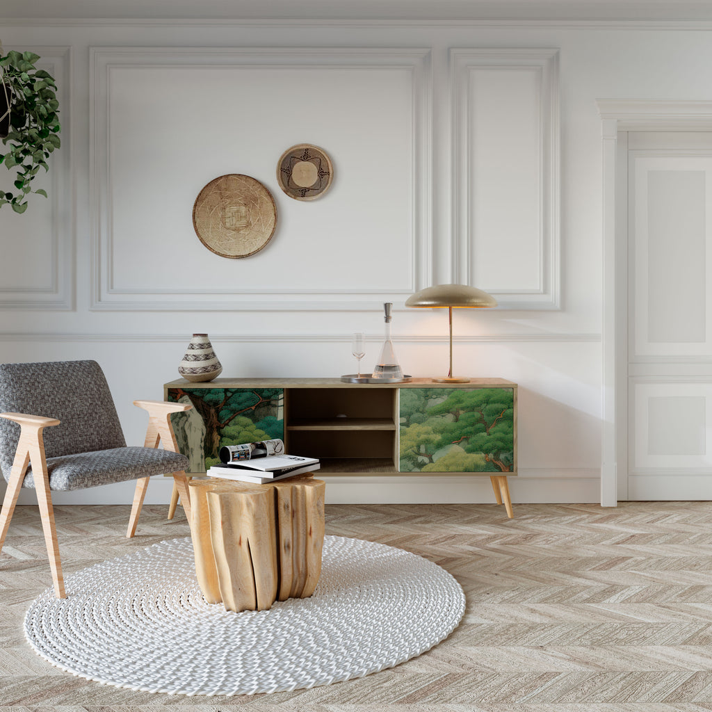 Mueble de TV de 2 puertas VERDURE ABYSS con efecto roble