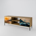 OMINOUS MOUNTAINS 2-Door TV Stand in Oak Effect