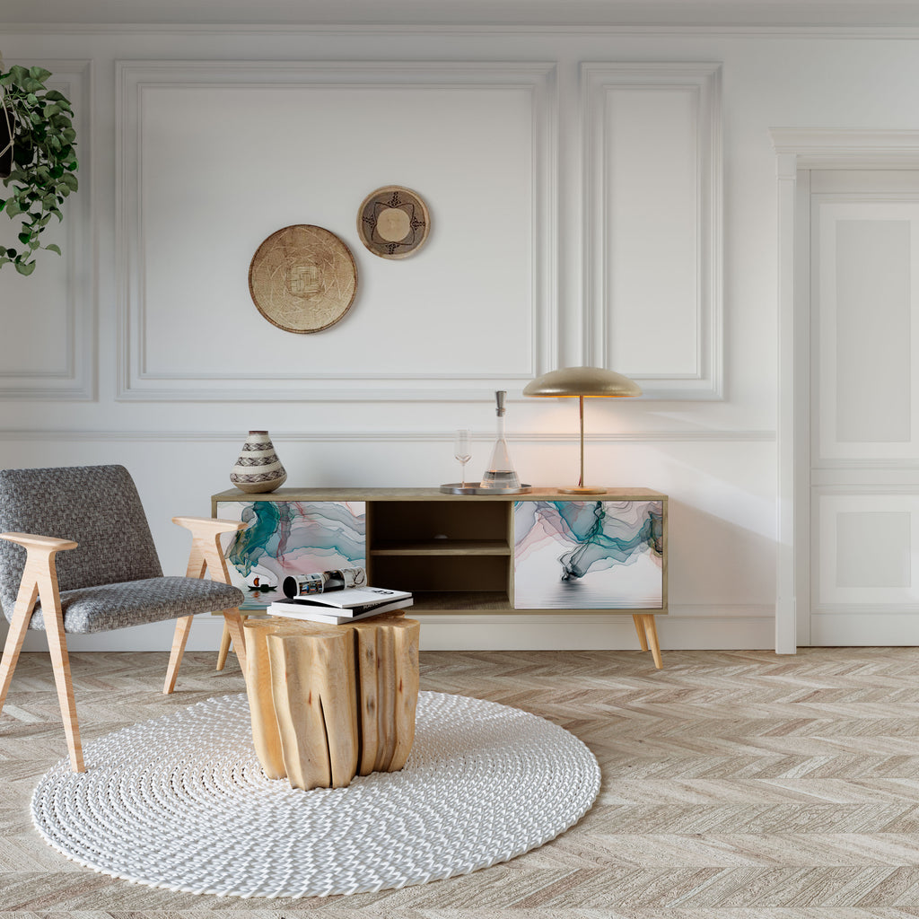 Mueble de TV de 2 puertas VELVET CROSSING con efecto roble