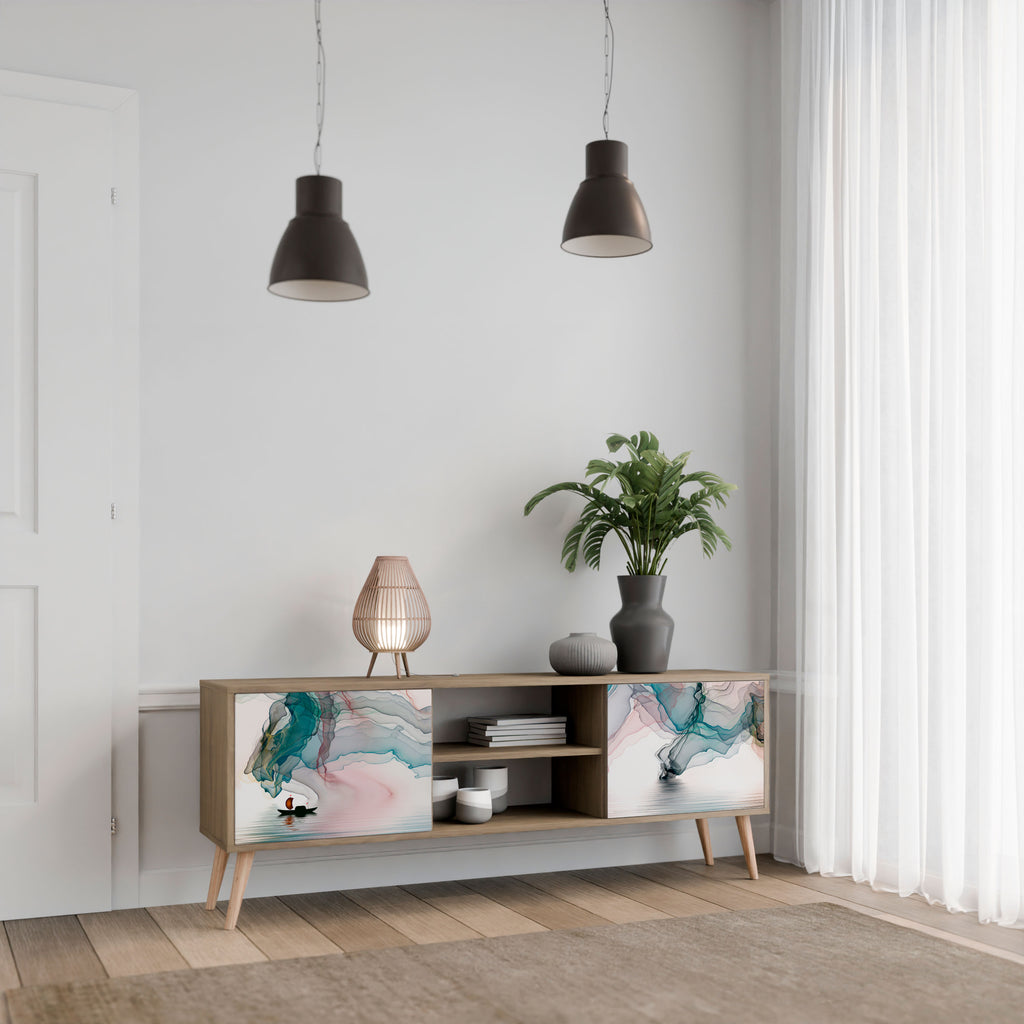 Mueble de TV de 2 puertas VELVET CROSSING con efecto roble