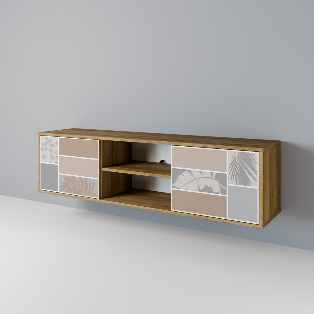 Mueble de TV de 2 puertas TROPICAL SHAPES en efecto roble