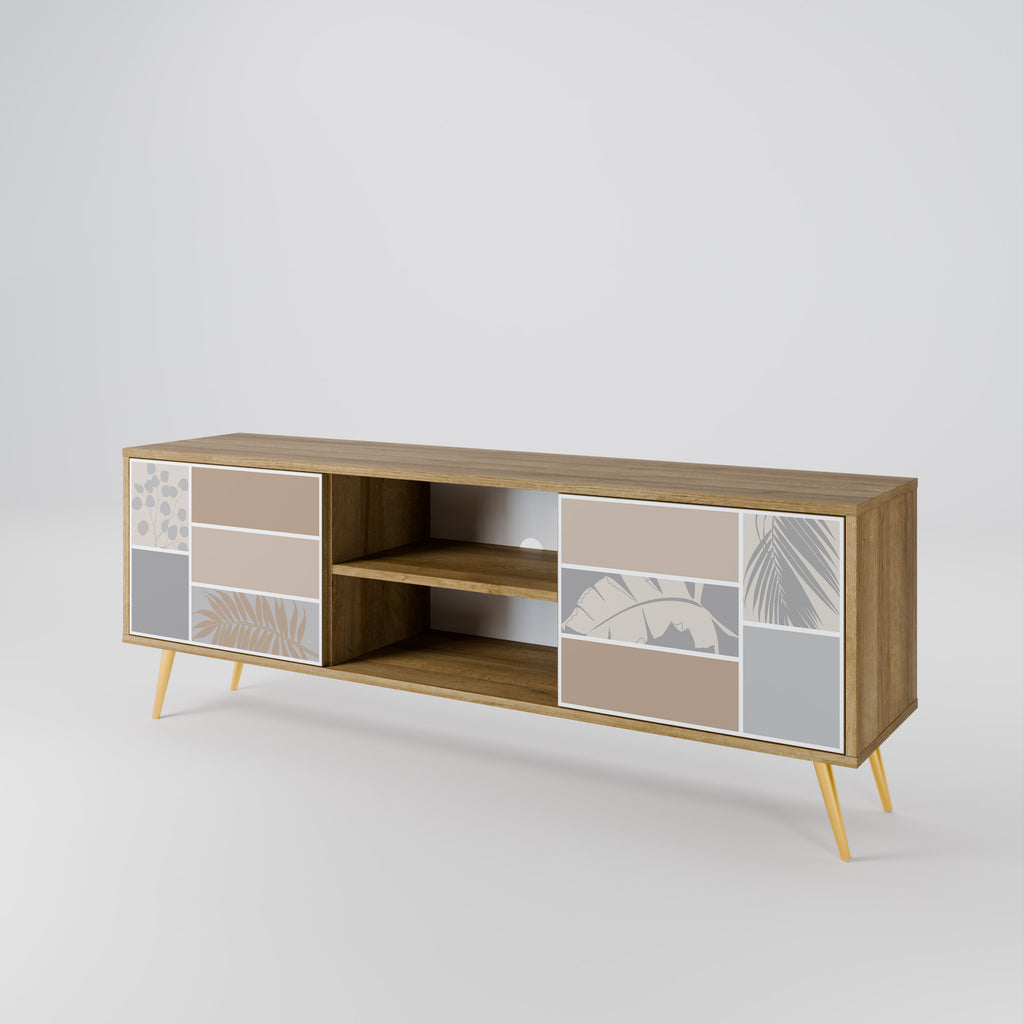 Mueble de TV de 2 puertas TROPICAL SHAPES en efecto roble