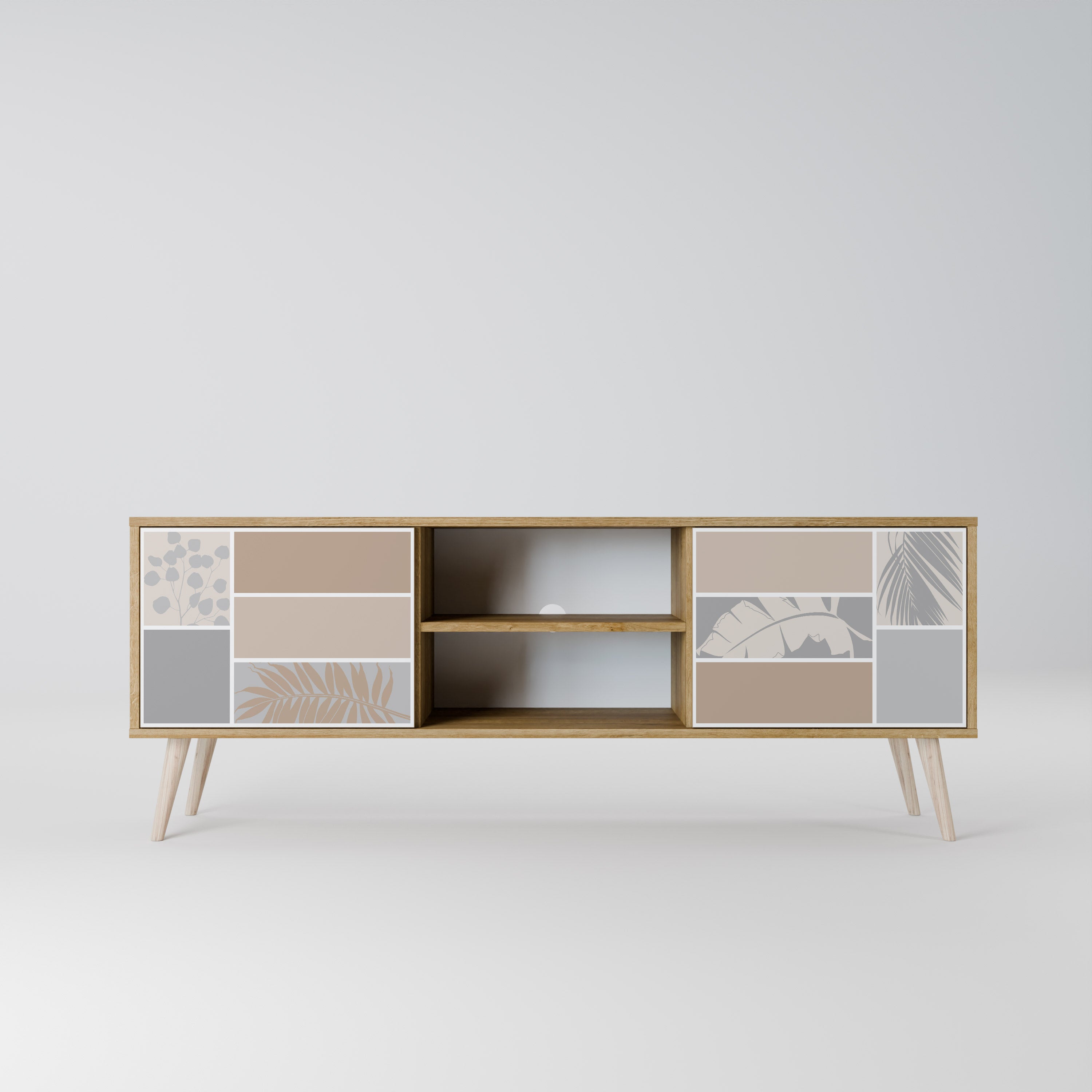 Mueble de TV de 2 puertas TROPICAL SHAPES en efecto roble