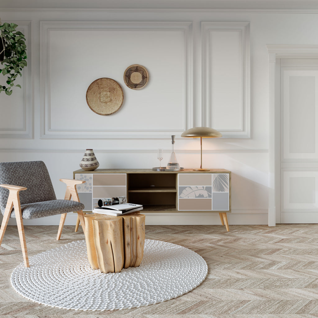 Mueble de TV de 2 puertas TROPICAL SHAPES en efecto roble