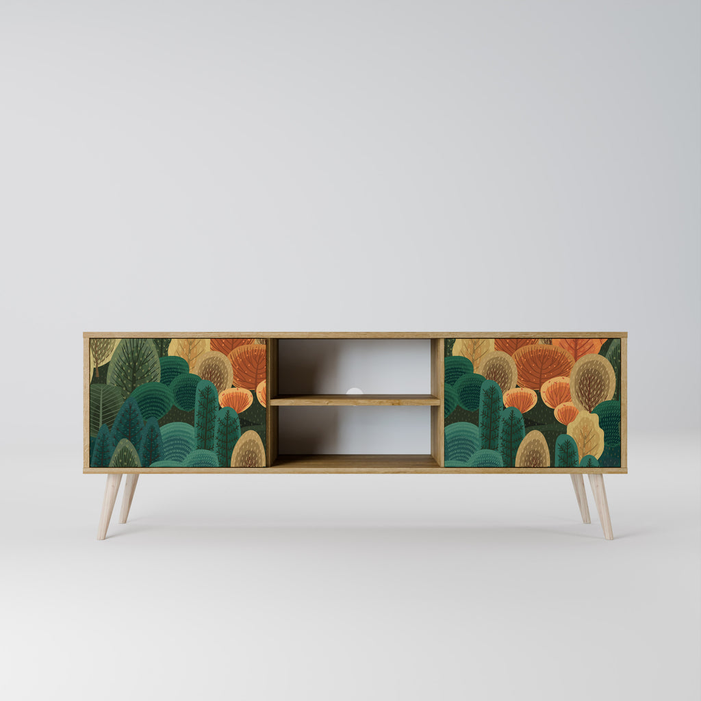 Mueble de TV de 2 puertas AUTUMN KALEIDOSCOPE con efecto roble
