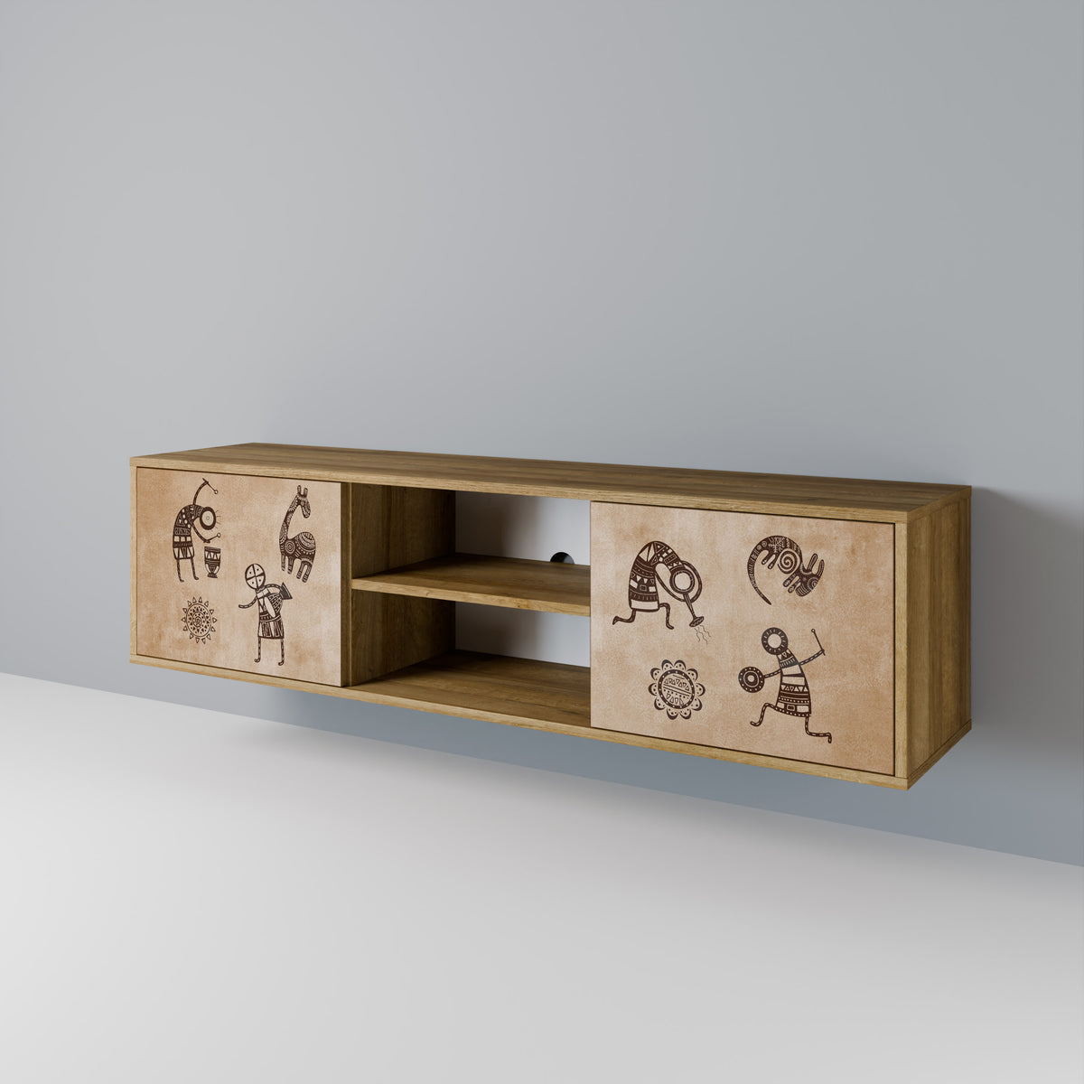 AFRICAN STYLE Mueble de TV de 2 Puertas