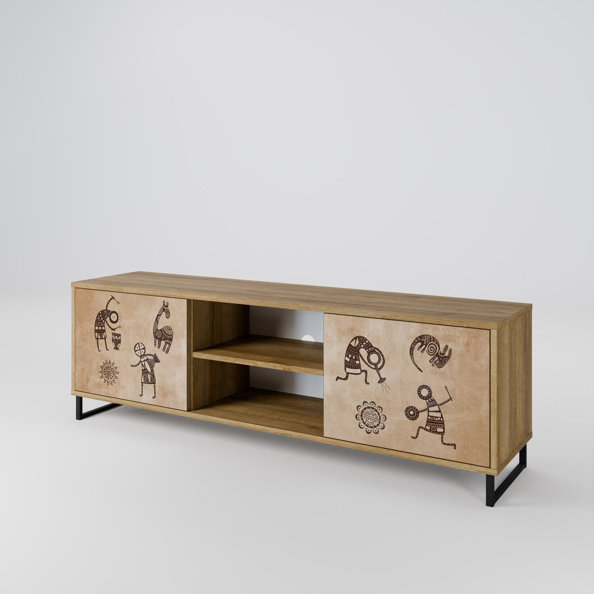 AFRICAN STYLE Mueble de TV de 2 Puertas