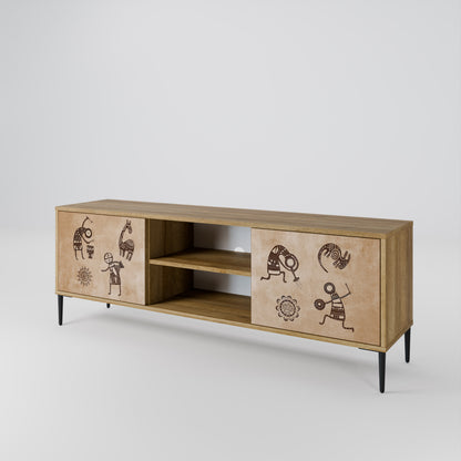 AFRICAN STYLE Mueble de TV de 2 Puertas