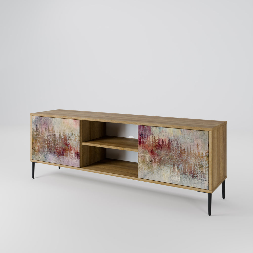 Mueble de TV de 2 puertas VEILED SUMMIT con efecto roble