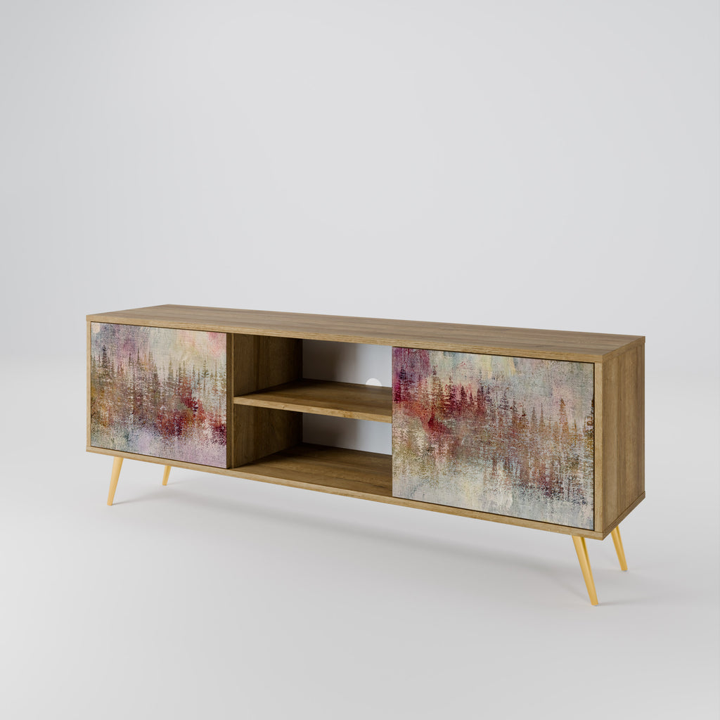 Mueble de TV de 2 puertas VEILED SUMMIT con efecto roble