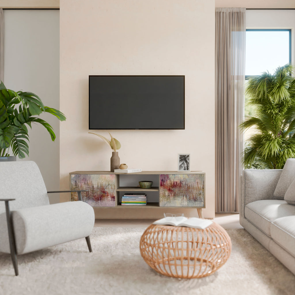 Mueble de TV de 2 puertas VEILED SUMMIT con efecto roble