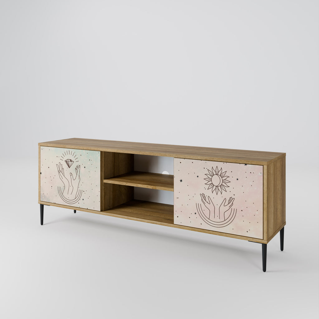 Mueble de TV de 2 puertas DELICATE BEAUTY con efecto roble