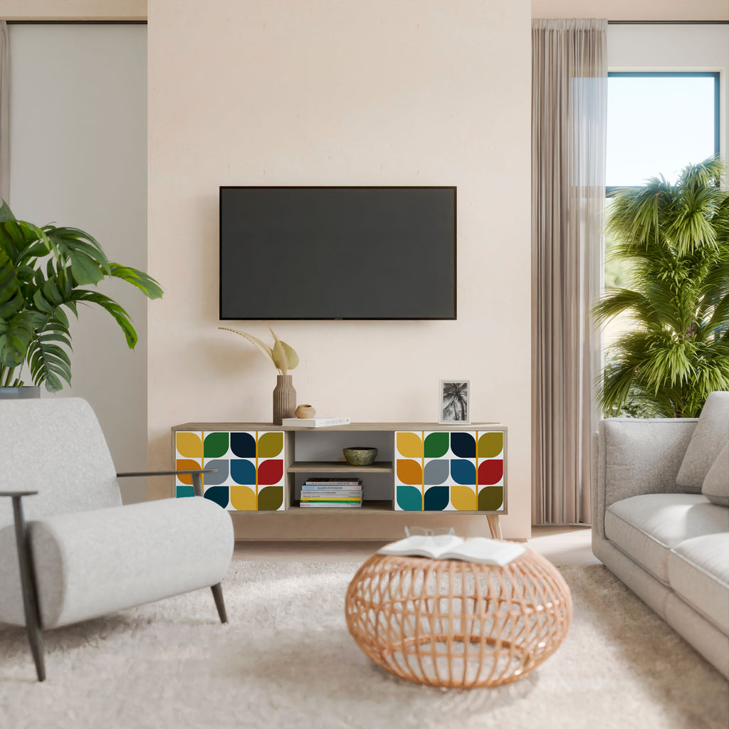 Mueble de TV de 2 puertas WEIGHTLESS HOURS con efecto roble