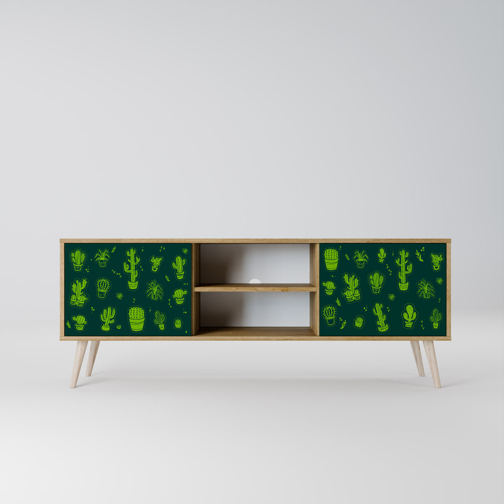 Mueble de TV de 2 puertas DESERT GREEN con efecto roble
