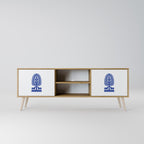 POLISH FOLK ART 2-Door TV Stand in Oak Effect