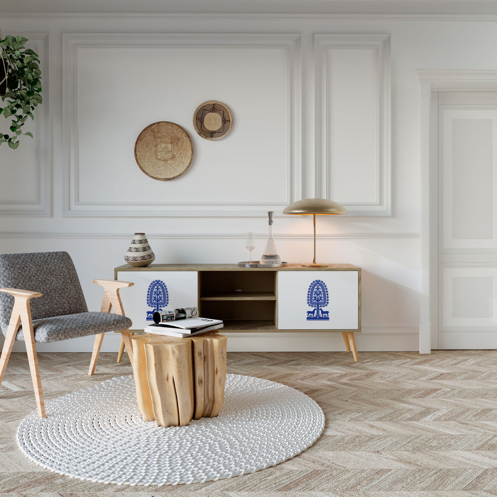Mueble de TV de dos puertas con efecto roble de ARTE POPULAR POLACO