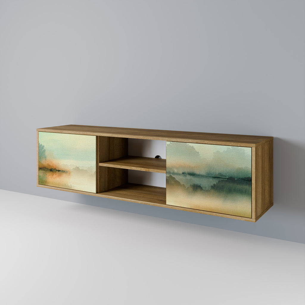 Mueble de TV de 2 puertas MORNING BY THE LAKE con efecto roble