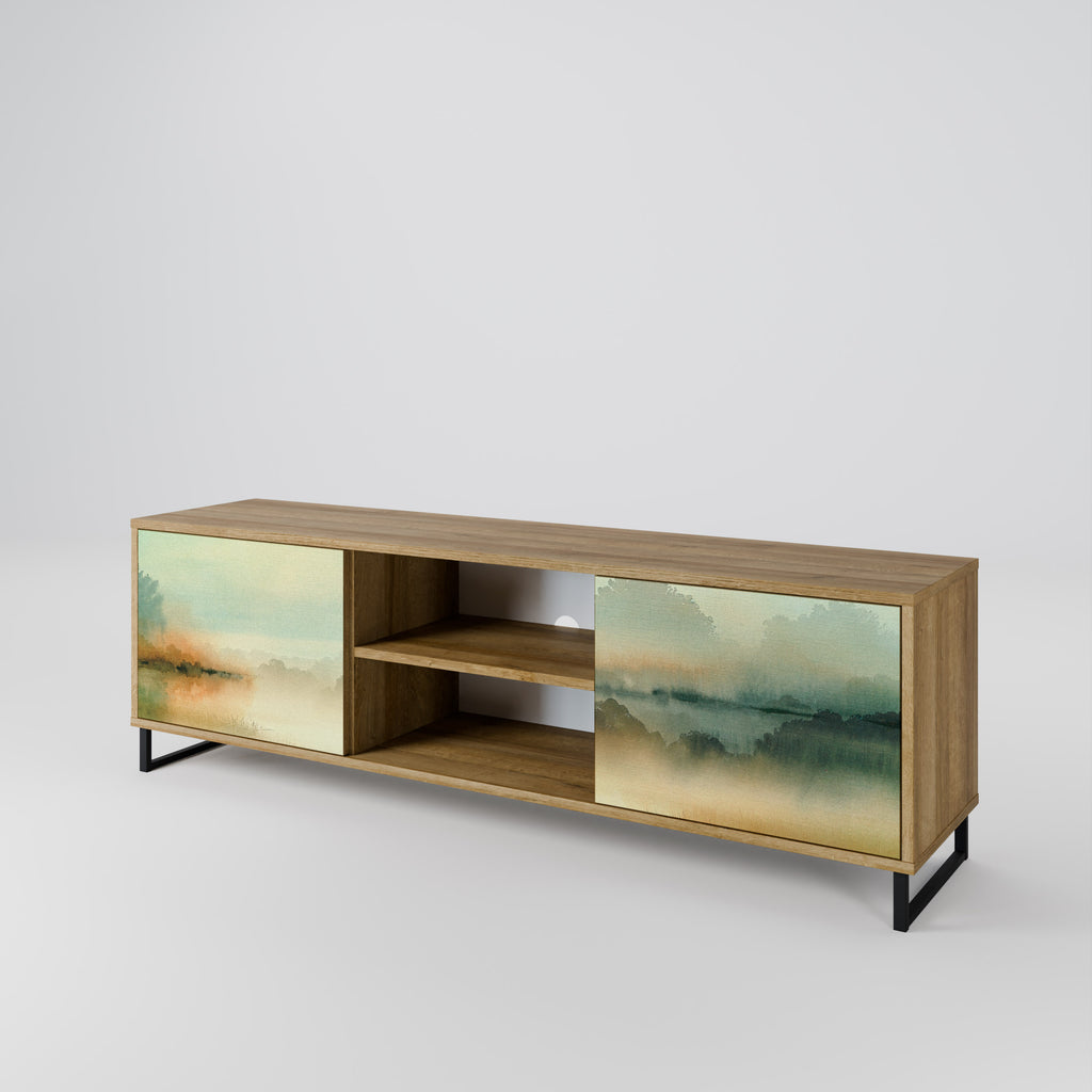 Mueble de TV de 2 puertas MORNING BY THE LAKE con efecto roble
