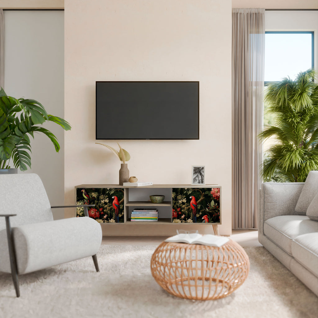 Mueble de TV de 2 puertas AVIAN GREENERY con efecto roble