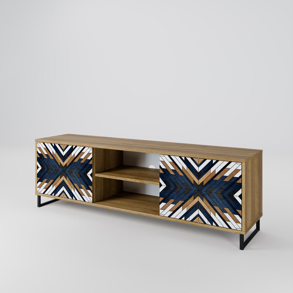 Mueble de TV de 2 puertas ARTFUL GEOMETRY con efecto roble