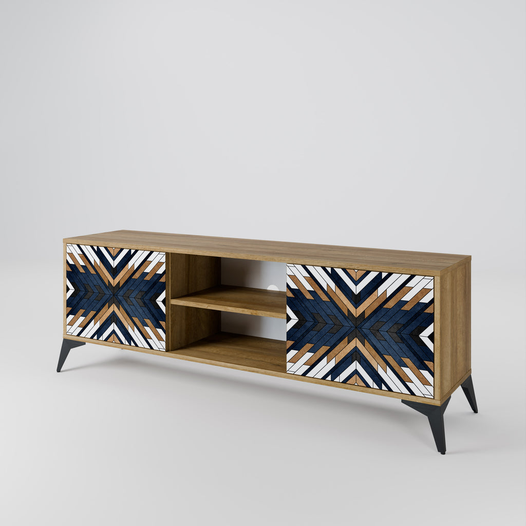 Mueble de TV de 2 puertas ARTFUL GEOMETRY con efecto roble